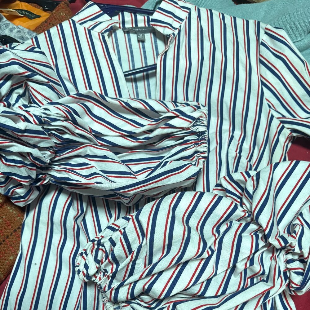 Greyson Striped Blouse with Balloon Sleeves